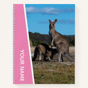 Kangaroo Mother and Baby in Australia, Pink Notebook