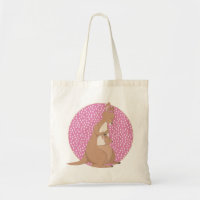 Kangaroo Mummy and Baby Joey on Pink Pattern