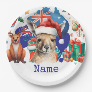 Kangaroo on Australia Flag Paper Plate