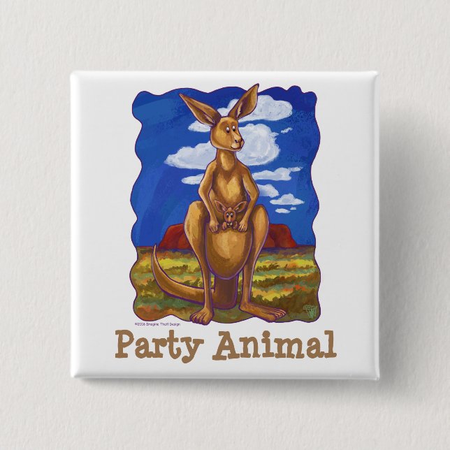 Kangaroo Party Centre 15 Cm Square Badge (Front)