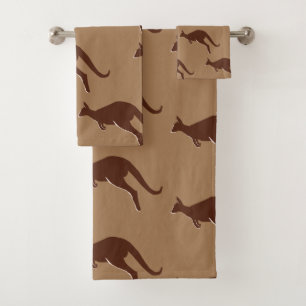 Kangaroo pattern bath towel set