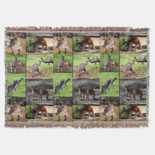 Kangaroo Photo Collage , Throw Blanket