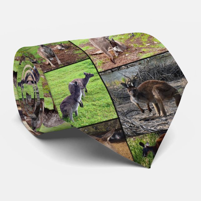 Kangaroo Photo Collage, Tie (Rolled)