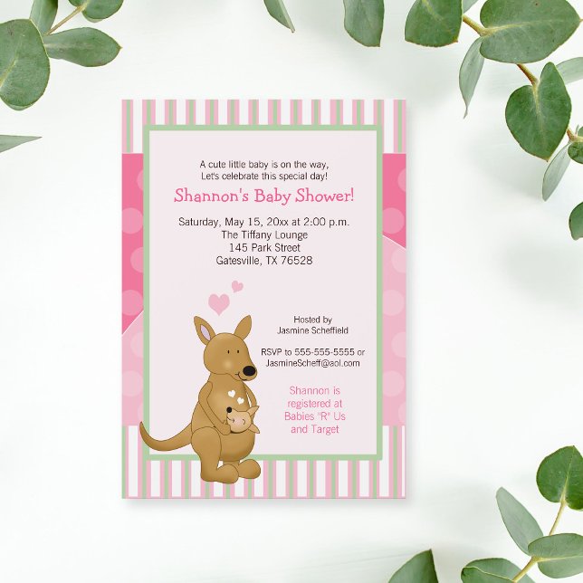 Kangaroo Pink Mummy Invitation (Creator Uploaded)
