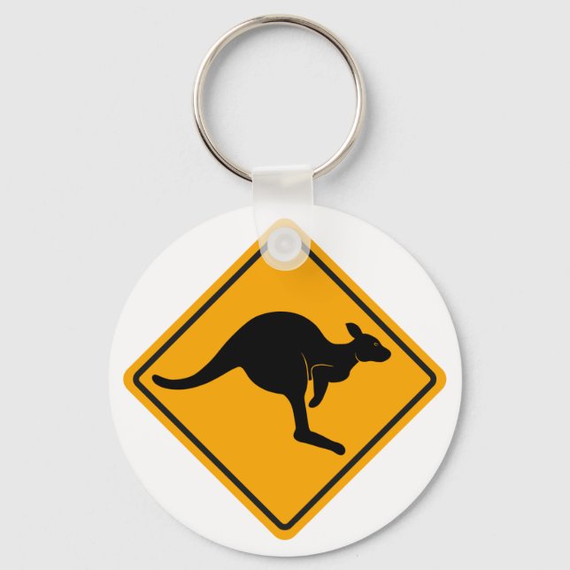 Kangaroo Road Sign Key Ring (Front)