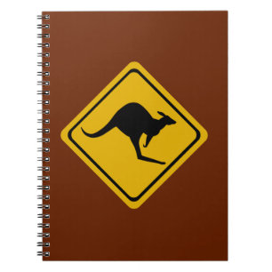 kangaroo road sign spiral notebook