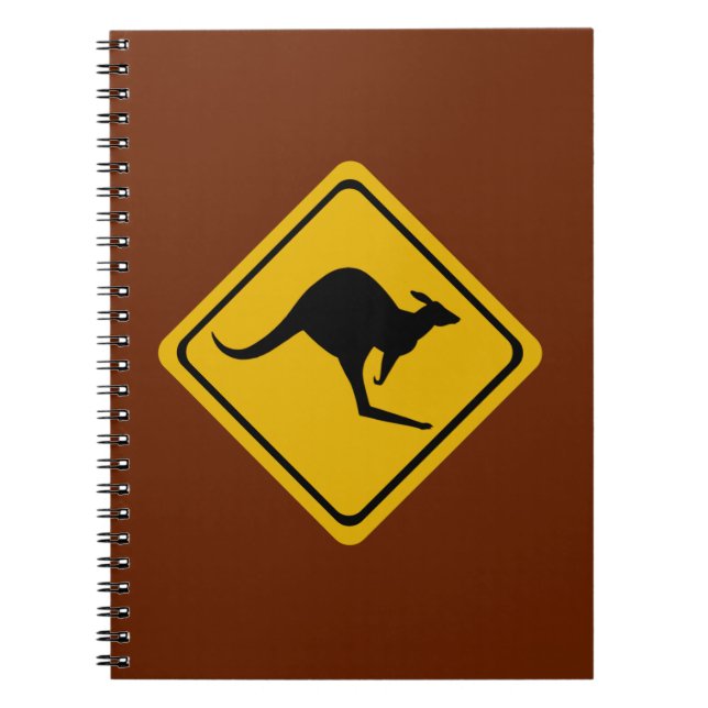 kangaroo road sign spiral notebook (Front)