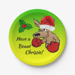 Kangaroo Santa 7" Australian Christmas Party  Paper Plate
