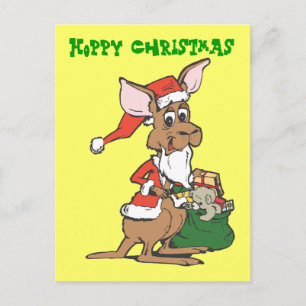 Kangaroo Santa, Hoppy Christmas Holiday Postcard