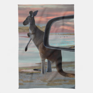 Kangaroo Sea Breezes Illusion Art, Tea Towel