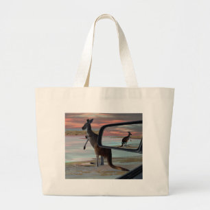Kangaroo Seaside Breezes Illusion Art, Large Tote Bag