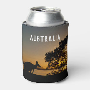 Kangaroo silhouette, beautiful sunset Australia Can Cooler