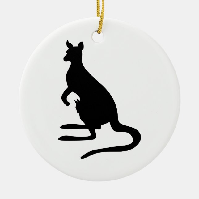 Kangaroo Silhouette Ceramic Tree Decoration (Front)