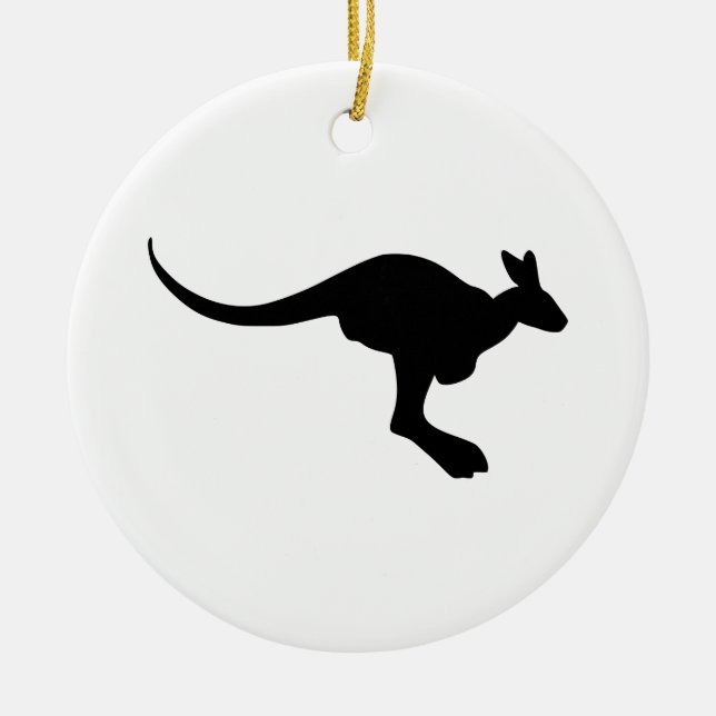 Kangaroo Silhouette Ceramic Tree Decoration (Front)