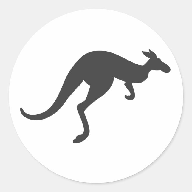 kangaroo silhouette - Choose background colour Classic Round Sticker (Front)