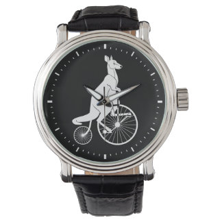 Kangaroo Silhouette Riding a Bike Watch