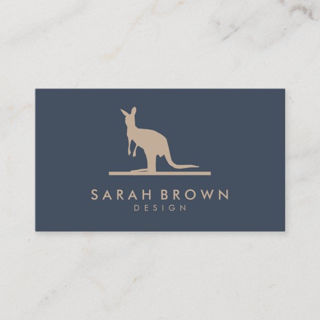 Kangaroo Silhouette Simple Logo Design Business Card (Front)