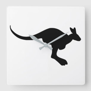 Kangaroo Silhouette Square Wall Clock