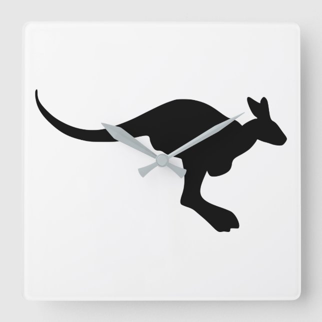 Kangaroo Silhouette Square Wall Clock (Front)