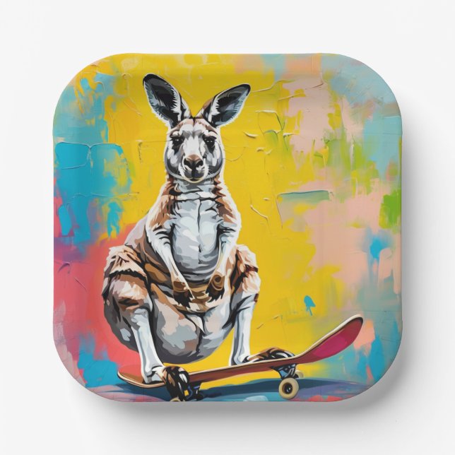 Kangaroo skate paper plate (Front)