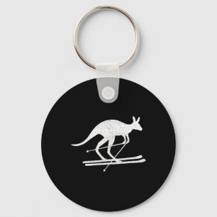 Kangaroo Skiing Fun Winter Sports Australia Travel Key Ring