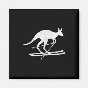 Kangaroo Skiing Fun Winter Sports Australia Travel Magnet
