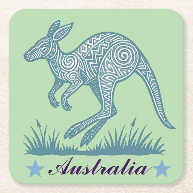 Kangaroo Square Paper Coaster (Front)