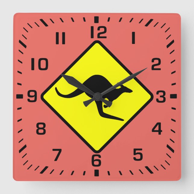 kangaroo square wall clock (Front)