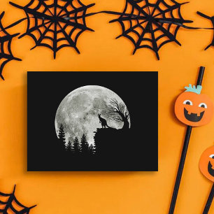Kangaroo Stand On Mountain Spooky Halloween Moon Postcard