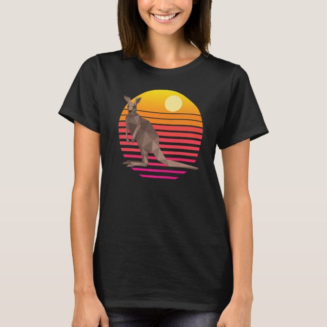 Kangaroo Sunset Australia Kangaroos Retro Premium T-Shirt (Front)