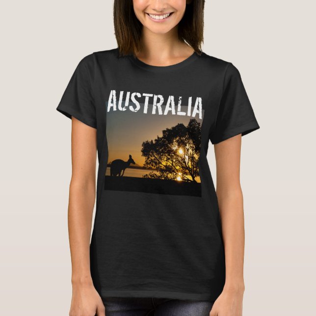 Kangaroo Sunset Photo in Australia T-Shirt (Front)