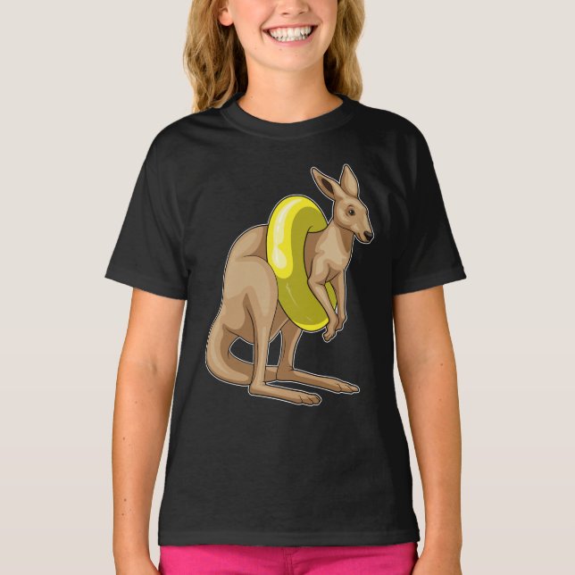 Kangaroo Swimming Swim ring T-Shirt (Front)