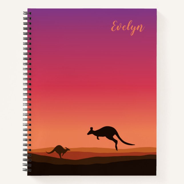 Kangaroo Themed Personalised Notebook (Front)