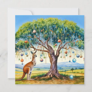 Kangaroo under gumtree Christmas baubles 