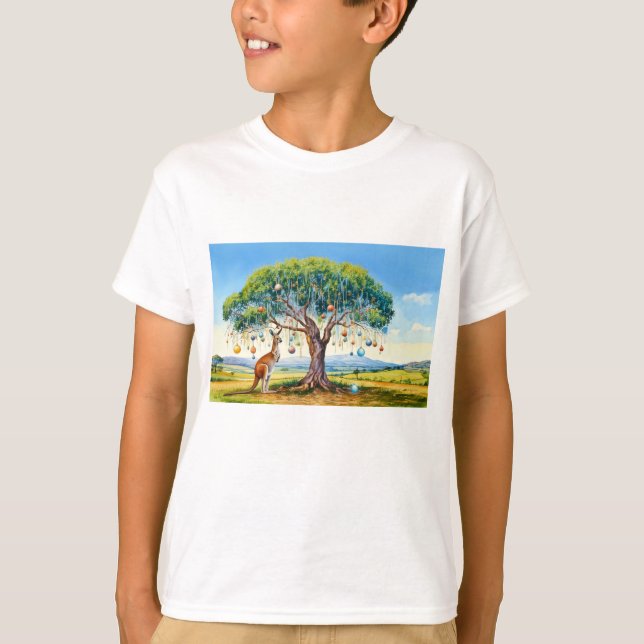 Kangaroo under gumtree with Christmas baubles T-Shirt (Front)