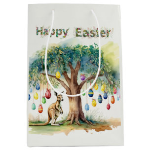 Kangaroo under gumtree with Easter eggs Medium Gift Bag