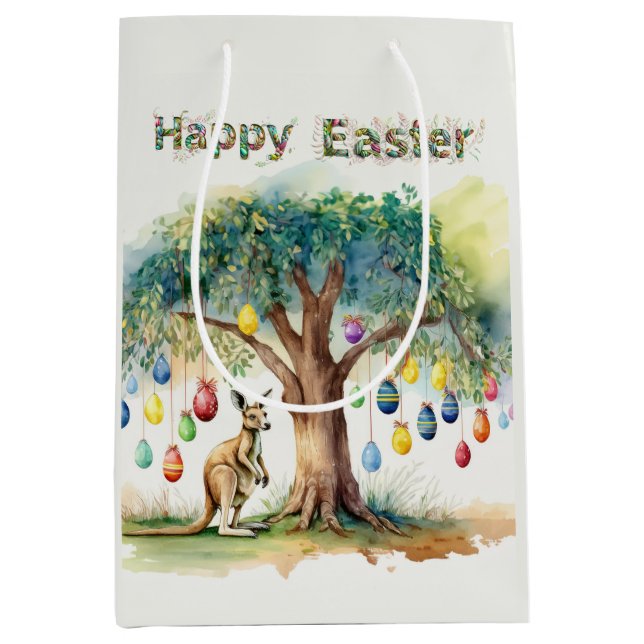 Kangaroo under gumtree with Easter eggs Medium Gift Bag (Front)