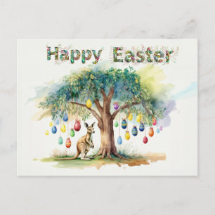 Kangaroo under gumtree with Easter eggs Postcard