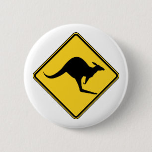 kangaroo warning danger in australia day 6 cm round badge