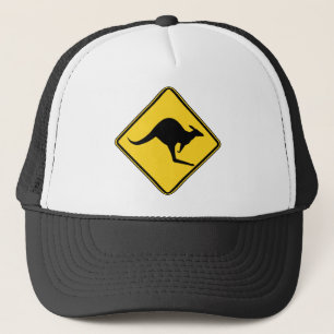 kangaroo warning danger in australia day trucker hat