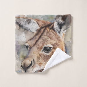 Kangaroo Watercolor Art Bath Towel Set