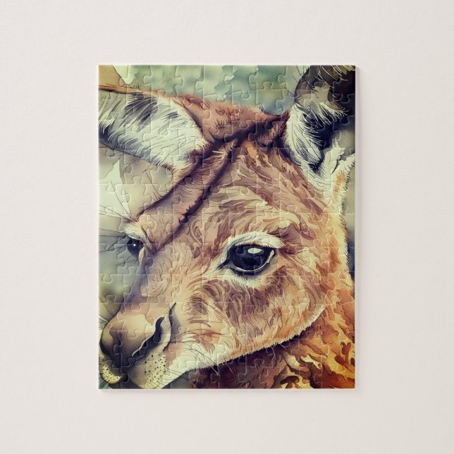 Kangaroo Watercolor Art  Jigsaw Puzzle (Vertical)