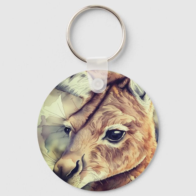 Kangaroo Watercolor Art  Key Ring (Front)