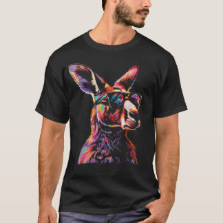 Kangaroo Wearing Sunglasses Colourful Funny T-Shirt