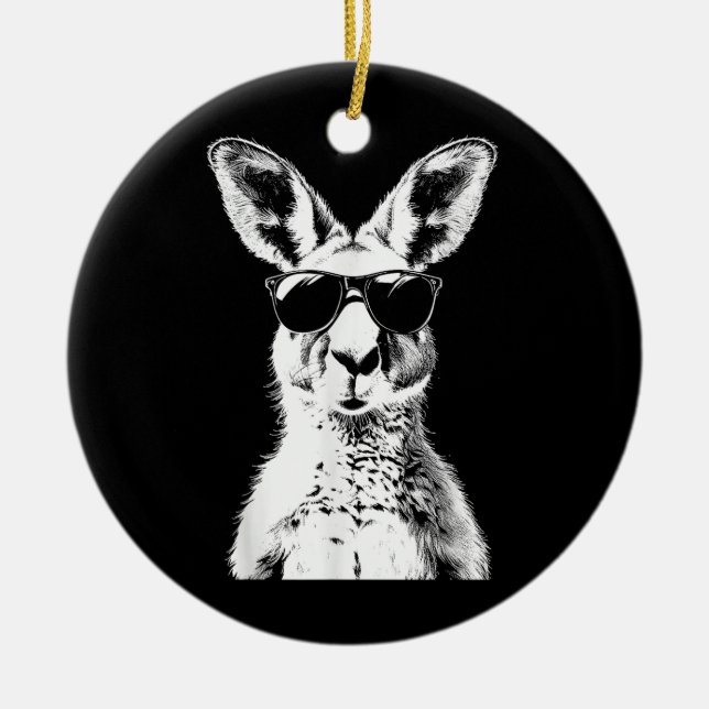 Kangaroo Wearing Sunglasses Funny Animal Australia Ceramic Tree Decoration (Front)