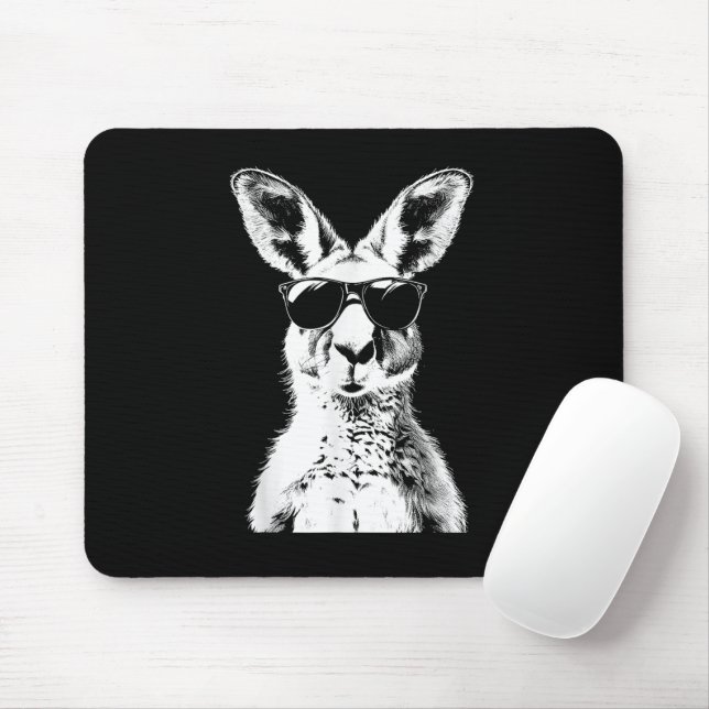 Kangaroo Wearing Sunglasses Funny Animal Australia Mouse Pad (With Mouse)