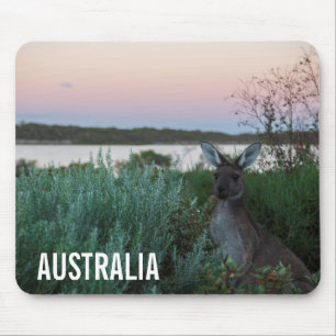 Kangaroo Wildlife Sunset Lake Australia Mouse Pad