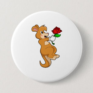 Kangaroo with Flower 7.5 Cm Round Badge