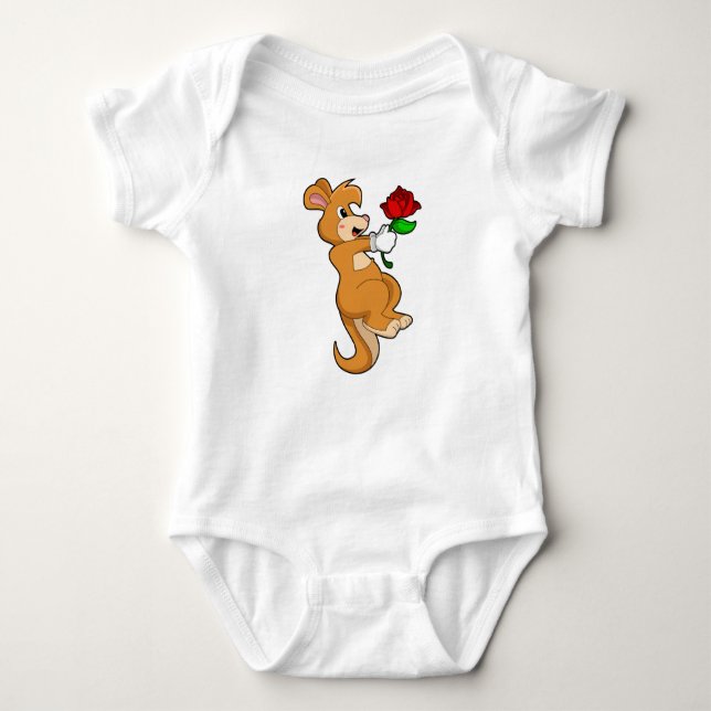 Kangaroo with Flower Baby Bodysuit (Front)