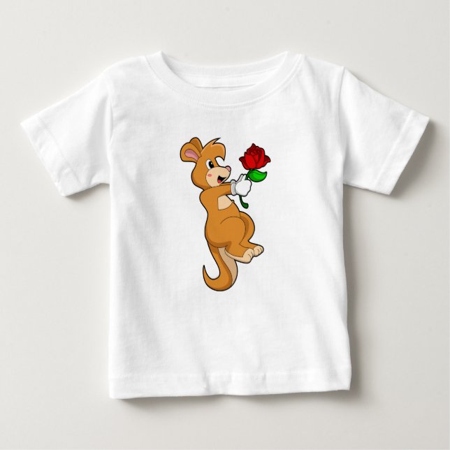 Kangaroo with Flower Baby T-Shirt (Front)